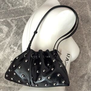 NWT Zara Black Studded Shoulder Bag